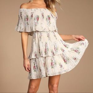 Floral Eyelet Tiered Off-the-Shoulder Dress